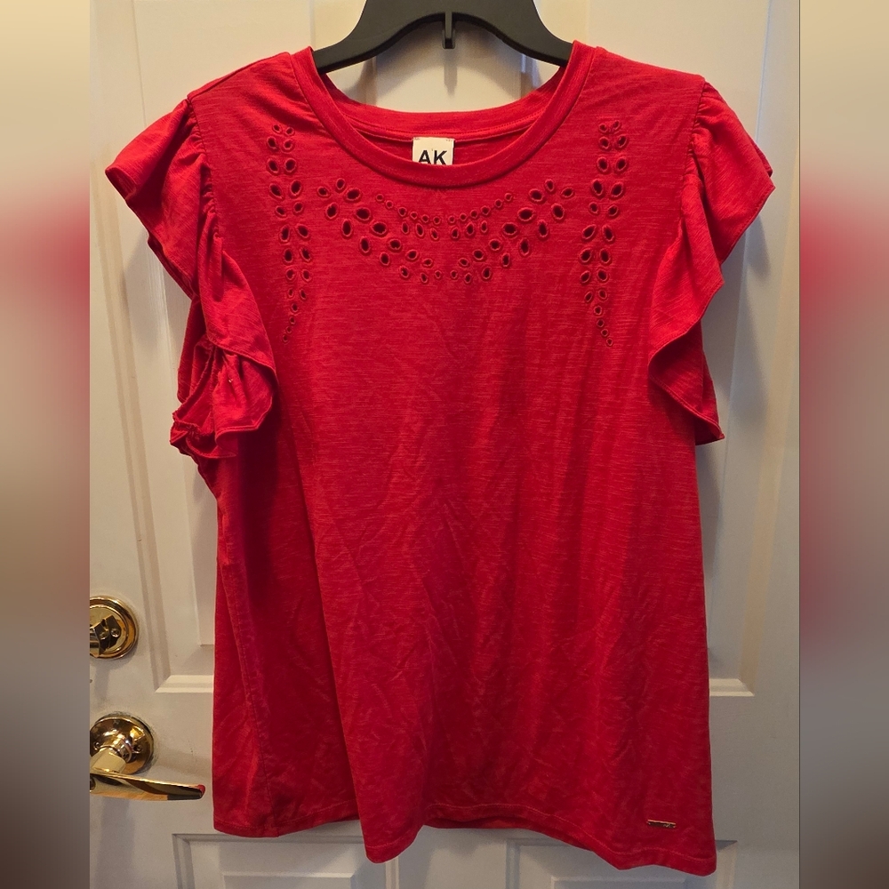 Red Ruffled Sleeve Top